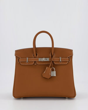 Hermès Birkin 25 Retourne Bag in Gold Togo Leather with Palladium Hardware