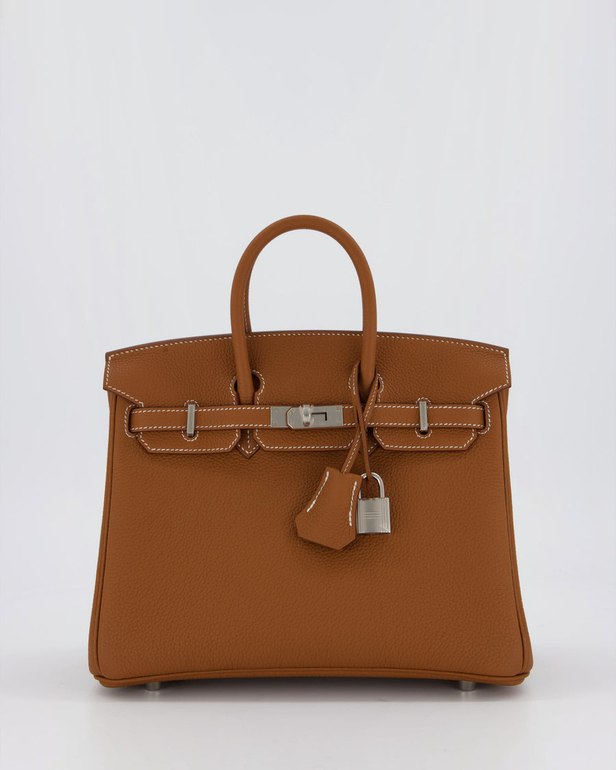 Hermès Birkin 25 Retourne Bag in Gold Togo Leather with Palladium Hardware