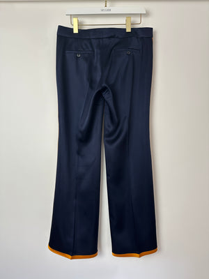 Gucci Navy Mid-Rise Trousers with Orange Stripe Detail Size IT 42 (UK 10)