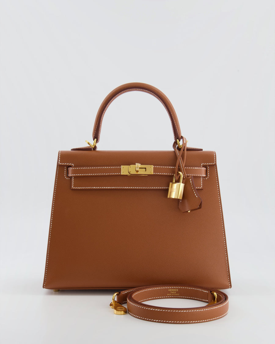 Hermès Kelly 25 II Sellier Bag in Gold Madame Leather with Gold Hardware