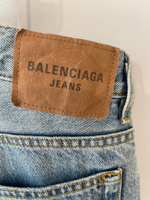 Balenciaga Blue Straight Leg Denim Jeans with Back Logo Detail Size 26 (UK 8)