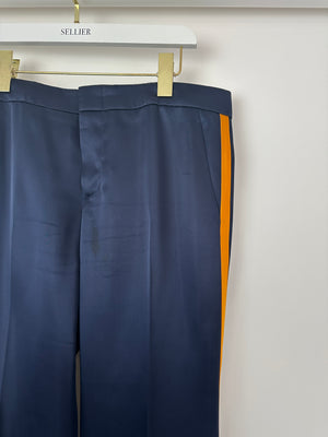 Gucci Navy Mid-Rise Trousers with Orange Stripe Detail Size IT 42 (UK 10)