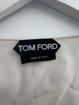 Tom Ford Beige Long Sleeve Silk Cardigan with Ruched Waist Detail Size IT 36 (UK 4)