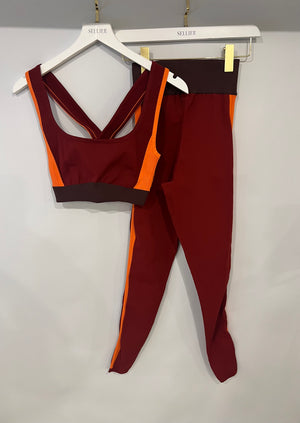 *CURRENT COLLECTION* Hermès Rouge Sellier and Orange Top and Leggings Yoga Set Size S (UK 8) RRP £1,120