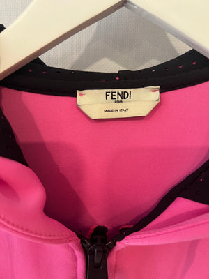 Fendi Pink Jacket and Sweatpants Sports Set with Embroidered Logo Detail Size IT 38/40 (UK 6/8)
