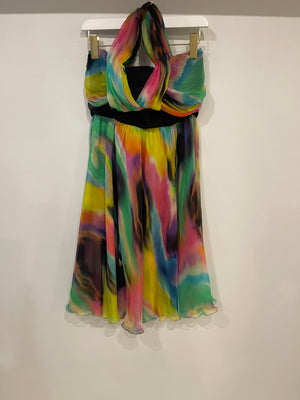 Dolce & Gabbana Multicolour Tie-Dye Silk Mini Sleeveless Dress Size IT 44 (UK 12)
