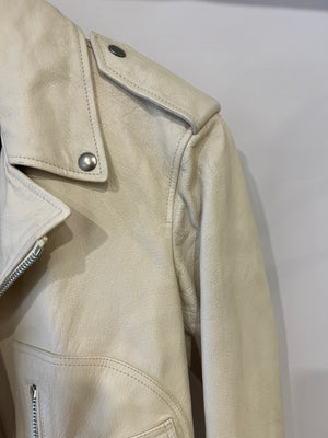 Christian Dior Cream Goatskin Leather Biker Jacket with Back Details Size FR 34 (UK 6) RRP £4,300