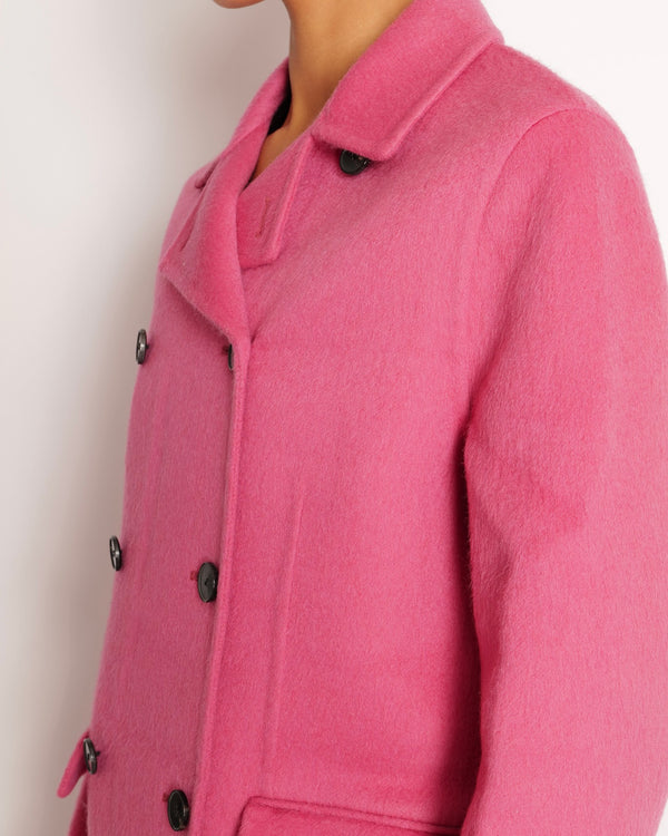 Christian Dior Pink Wool Double-Breasted Coat with Black Buttons Size FR 36 (UK 8)