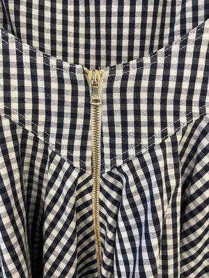 Dolce Gabbana Navy and White Vichy Printed Sleeveless Mini Dress Size IT 42 (UK 10)