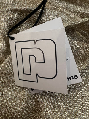 Paco Rabanne Gold Shimmery Sleeveless Mini Dress with Rouched Detail and Gold Buttons Size FR 38 (UK 10)