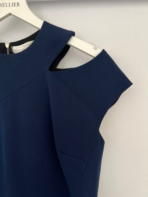 Victoria Beckham Navy Asymmetric Midi Dress Size UK 12