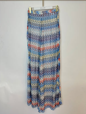 Missoni Blue, Orange, Yellow, and Black Chevron Trousers with Side Slit Size IT 40 (UK 8)