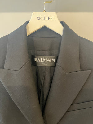 Balmain Black Wool Blazer Jacket with Gold Buttons Size FR 40 (UK 12)