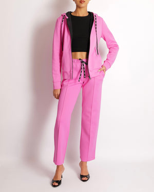 Fendi Pink Jacket and Sweatpants Sports Set with Embroidered Logo Detail Size IT 38/40 (UK 6/8)