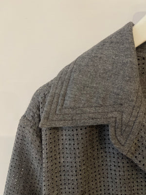 Fendi Grey Wool Perforated Shirt and Midi Skirt Set Size IT 42/ 44 (UK 10/12)