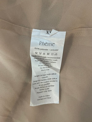 Pheme Paris Nude Chiffon Midi Dress with Cut Out Detail Size XS (UK 6)
