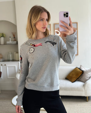 Valentino Grey Loveblade Sweater with Sequin Embellishments Size M (UK 10) RRP £1,025