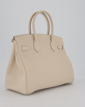 *RARE* Hermès Birkin 30 Retourne Bag in Craie Togo Leather with Gold Hardware