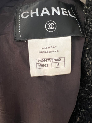 Chanel Black Wool Long Coat with Silver Lion Buttons Detail Size FR 36 (UK 8)