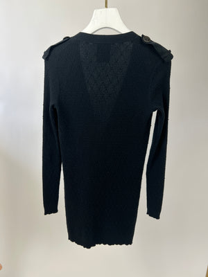 Chanel 16P Black Ribbed Cardigan with Shoulder Button Detail FR 34 (UK 6) RRP £2,450