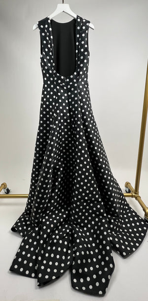 Emilia Wickstead Black Sleeveless White Polkadot Dress with Pocket Detail UK 8 (FR 36)