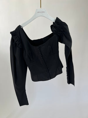 Magda Butrym Silk Off-Shoulder Blouse with Button Detail Size FR 36 (UK 8)