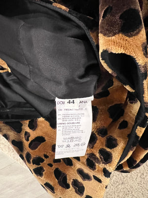 Dolce & Gabbana Brown Leopard Print Velours Sleeveless Mini Dress Size IT 44 (UK 12)