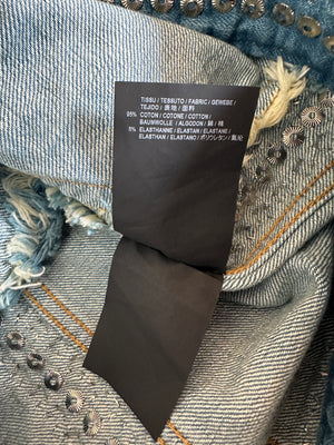 Saint Laurent Blue Denim Jacket with Studs & Crystals Details Size S (UK 8)