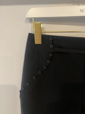 Jacquemus Black Le Caraco Trousers with Button and Buckles Details Size FR 38 (UK 10)