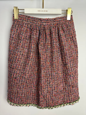 Dolce & Gabbana D&G Pink Tweed Midi Skirt with Chain Trim Detail Size IT 38 (UK 6)