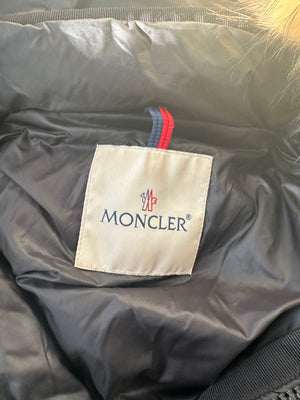 Moncler Black Long Sleeve Puffer Jacket with Raccoon Fur Hood Detail Size 5 (UK XXL)