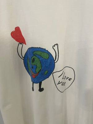 Balenciaga White I Love You Oversized T-Shirt with World Print Detail Size XS (UK 6)