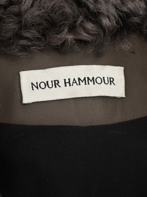 Nour Hammour Brown Shearling Pea Coat Size FR 38 (UK 10)