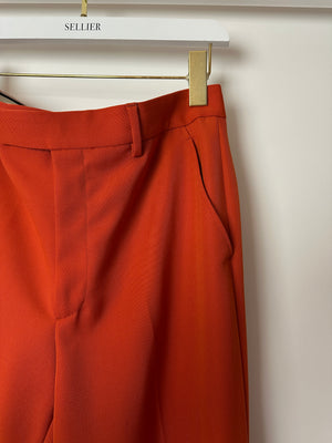 Gucci Burnt Orange Wool Wide Leg Trousers Size IT 40 (UK 8)