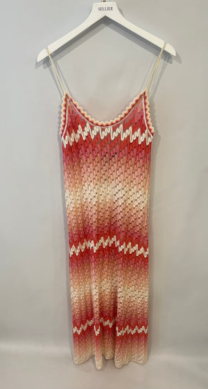 Missoni Mare White and Pink Knit Zig Zag Maxi Dress Size IT 38 (UK 6)
