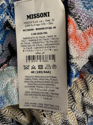 Missoni Blue, Orange, Yellow, and Black Chevron Trousers with Side Slit Size IT 40 (UK 8)