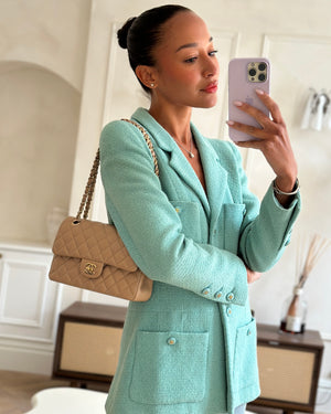 *HOT & RARE* Chanel Caramel Small Classic Double Flap Bag in Caviar Leather with Champagne Gold Hardware
