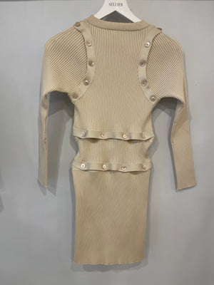 Hermès Cream Robe Modulable Dress with Button Details Size FR 38 (UK 10) RRP £4,000