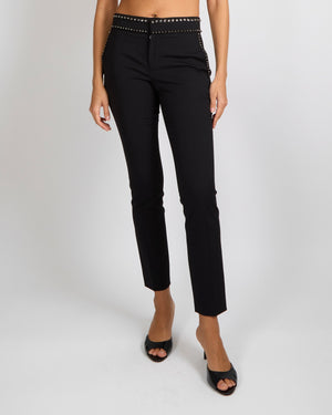 Gucci Black Wool Trousers with Crystal Embellishments Size IT 38 (UK 6)