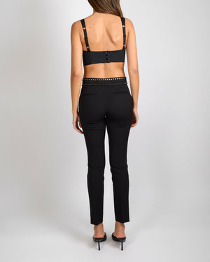Gucci Black Wool Trousers with Crystal Embellishments Size IT 38 (UK 6)