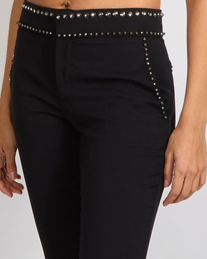 Gucci Black Wool Trousers with Crystal Embellishments Size IT 38 (UK 6)