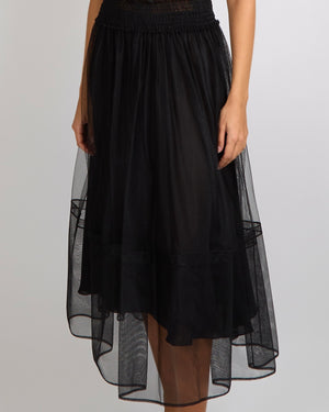 Christian Dior Black Tulle Midi Skirt with Gathered Waist Detail Size FR 38 (UK 10)