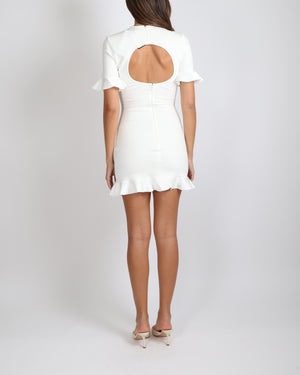 David Koma White Short-Sleeved Mini Dress with Back Cut-Out and Ruffle –  Sellier