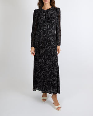 Reformation Black and White Micro Polkadot Maxi Dress Size UK 12 RRP £300