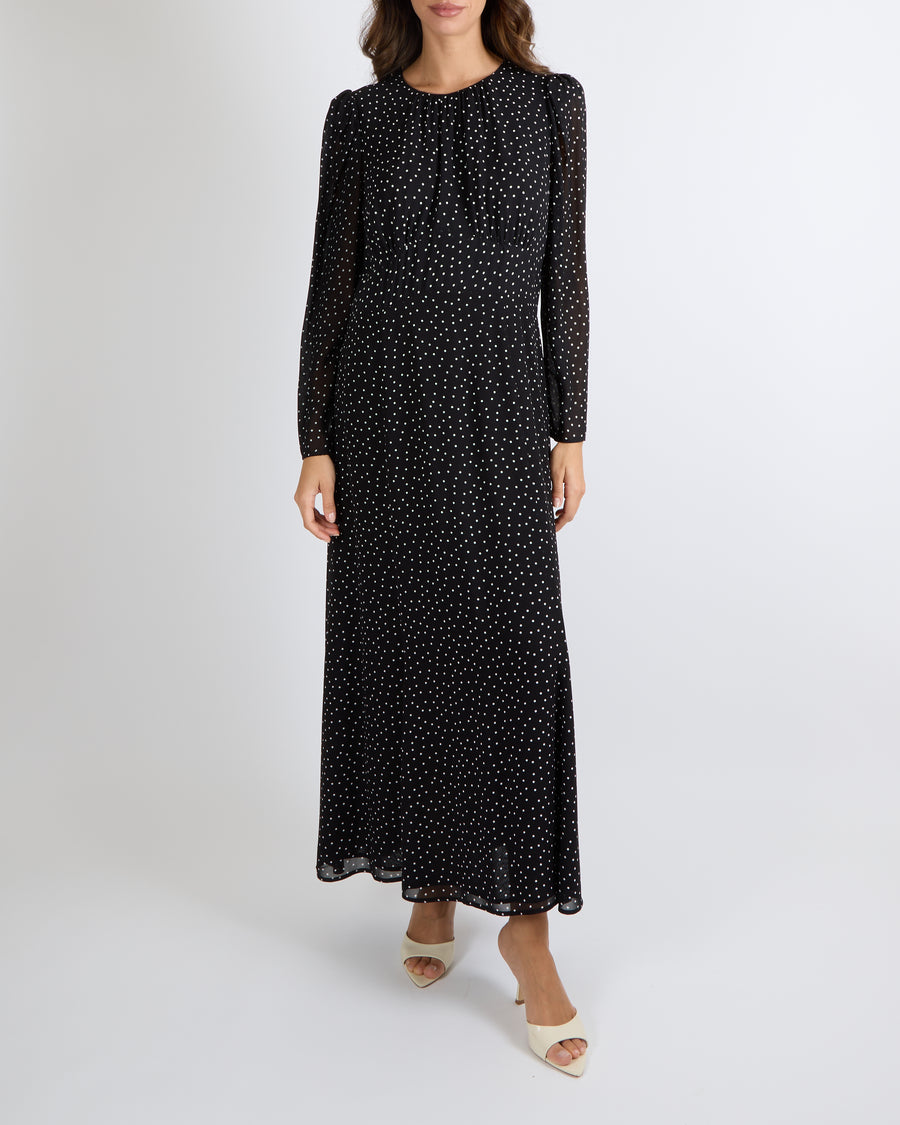 Reformation Black and White Micro Polkadot Maxi Dress Size UK 12 RRP £300