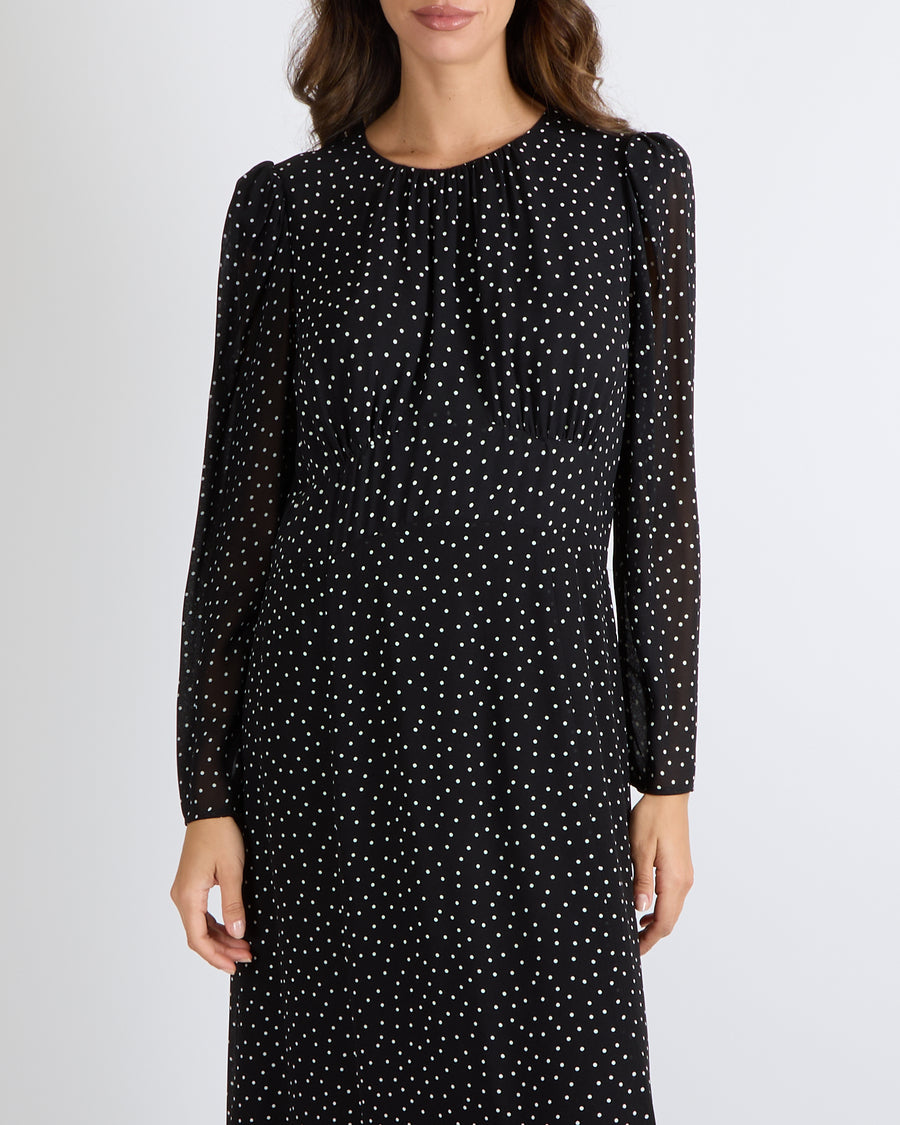 Reformation Black and White Micro Polkadot Maxi Dress Size UK 12 RRP £300