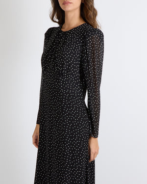 Reformation Black and White Micro Polkadot Maxi Dress Size UK 12 RRP £300