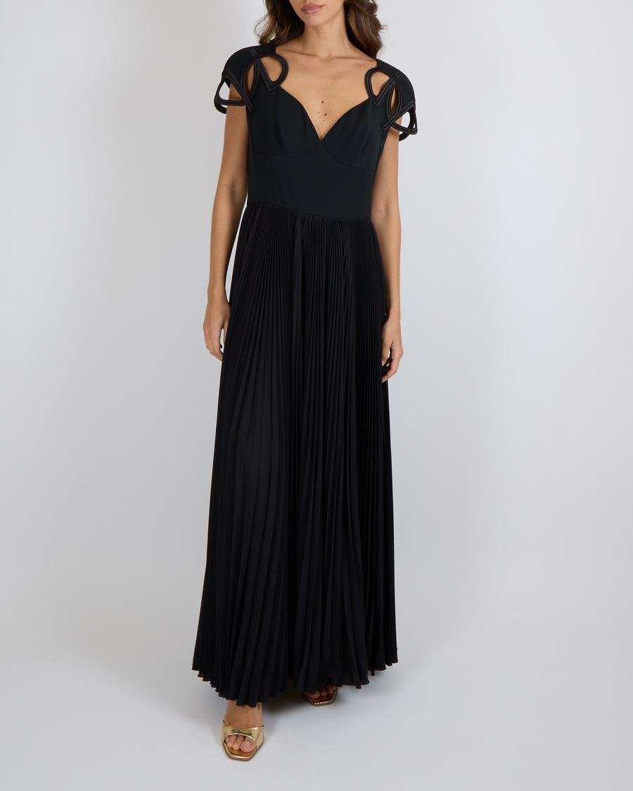 blue dress for baby girl Elie Saab Pre-Fall 2024 Black Sleeveless Gown with Structural Straps a –  Sellier