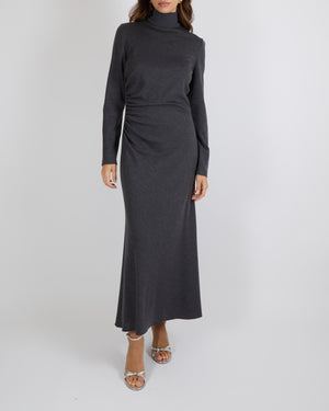 Ralph Lauren Purple Label Grey Wool High-Neck Maxi Dress Size L (UK 12) RRP £1,520