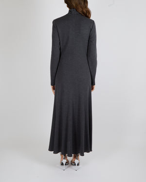 Ralph Lauren Purple Label Grey Wool High-Neck Maxi Dress Size L (UK 12) RRP £1,520